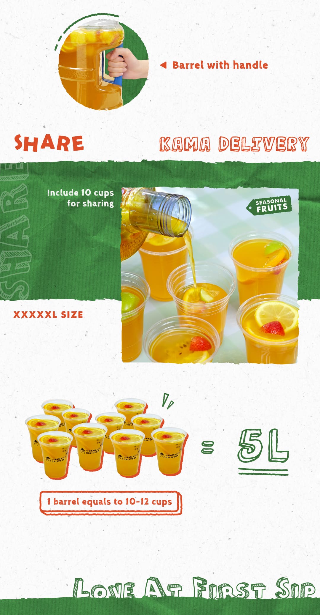 Barrel summer fruit tea | a must-have party | gourmet food to takeaway promotion | Kama Delivery