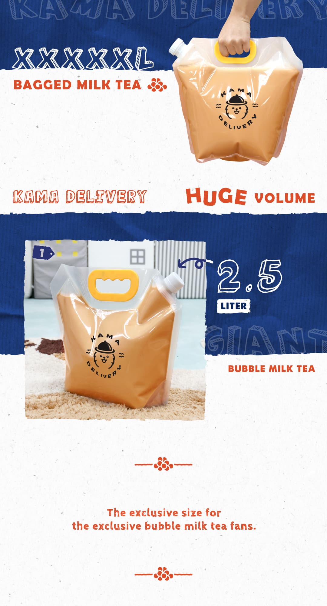 Bagged milk tea | gourmet to takeaway drinks promotion | Kama Delivery