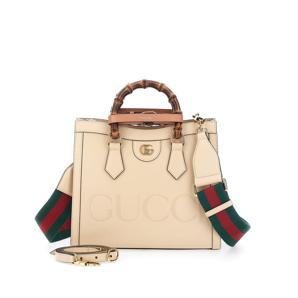 Gucci柔和桃色竹節托特包 (Diana系列)