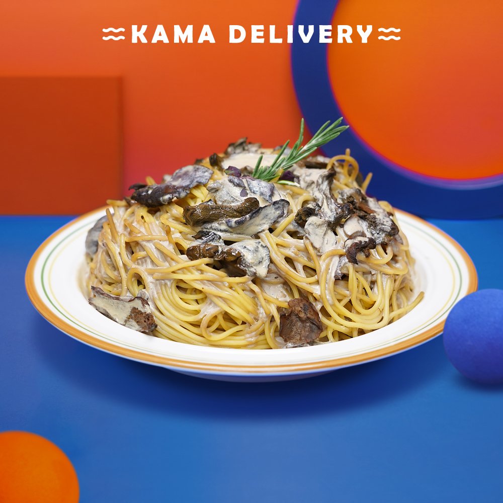 牛肝菌素忌廉意大利粉｜到會外賣素食｜Kama Delivery
