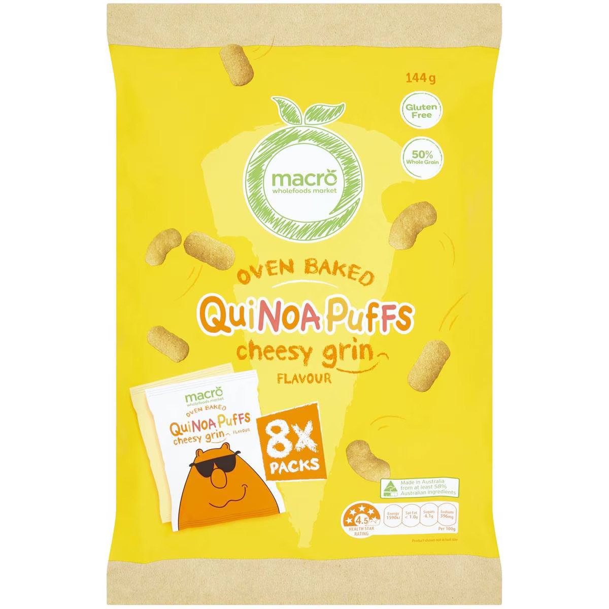 Macro Wholefoods Market Qulnoa Puffs Cheesy Grin Flavour Oven Baked