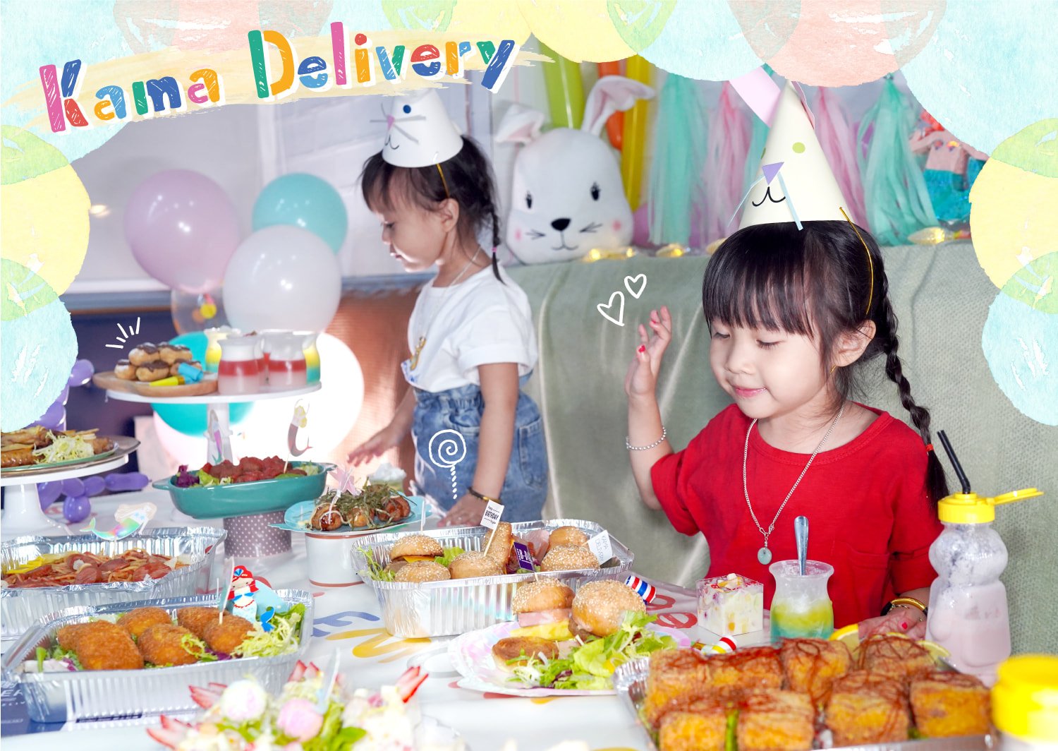 Kama Delivery 兒童派對餐：小朋友與精緻一口小食、甜點及特色飲品。