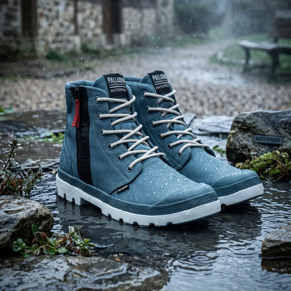 PALLADIUM 藍灰色高筒水鞋